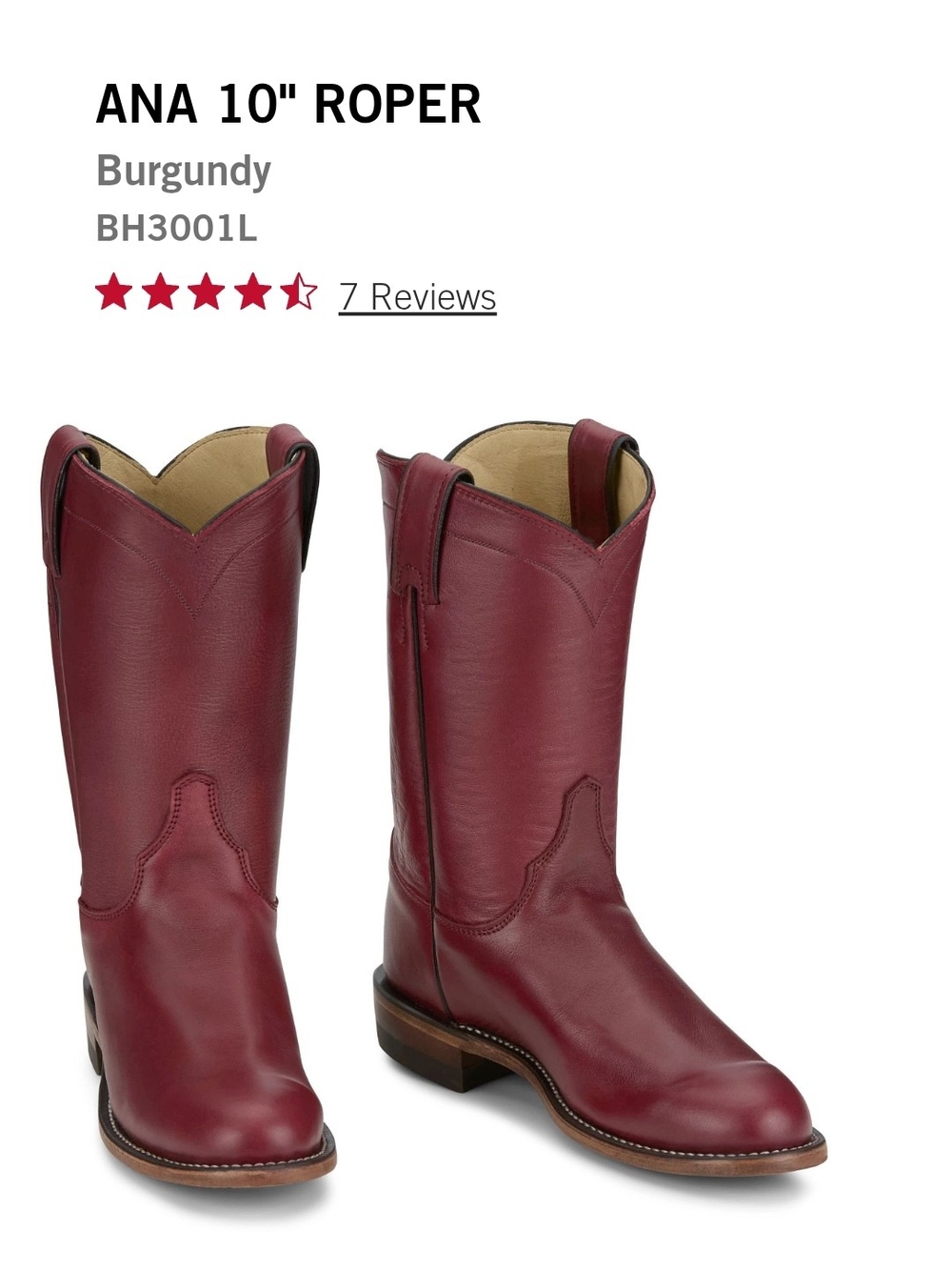 Justin Boots Burgundy Leather Roper Boots - Picture 2 of 11